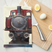 Linge De Cuisine Train Bleu Et Rouge (Quart Plié)