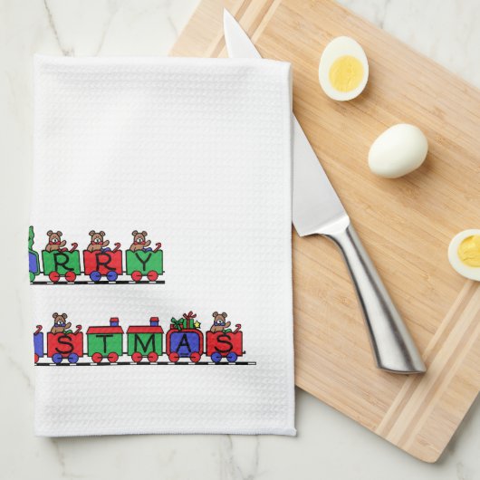 Linge De Cuisine Train de Noël (Quart Plié)