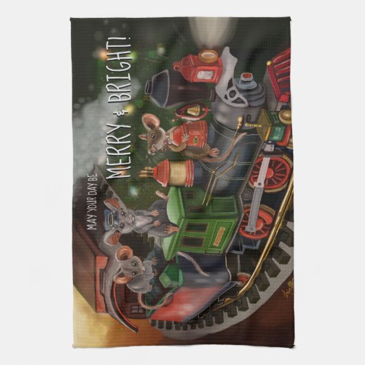 Linge De Cuisine Train de vacances Merry Mouse (Vertical)
