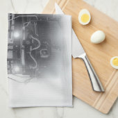 Linge De Cuisine Trains de train noir et blanc (Quart Plié)