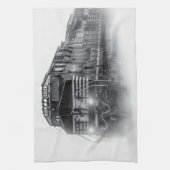 Linge De Cuisine Trains de train noir et blanc (Vertical)