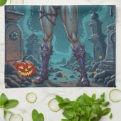 Linge De Cuisine Traite d'Halloween ou ami Zombie w Cerveau (Plié)