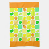 Linge De Cuisine Tranche de Citron, Lime et Oranges Bordure Orange (Vertical)