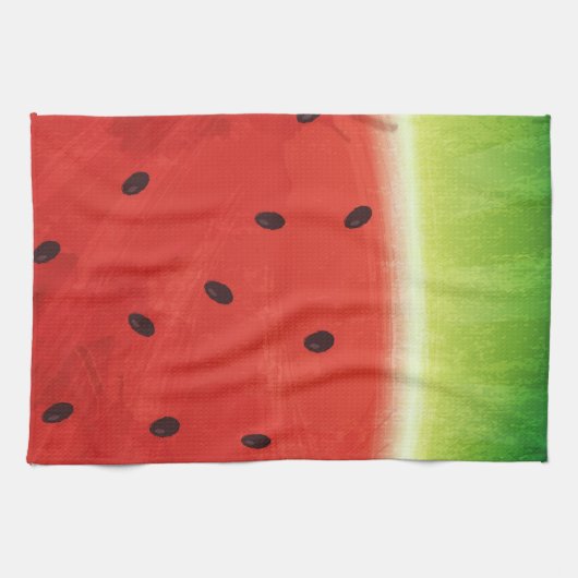 Linge De Cuisine Tranche géante de pastèque à l'aquarelle mignonne (Horizontal)