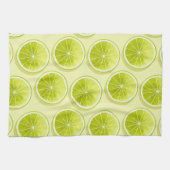 Linge De Cuisine Tranches de chaux sur Jaune clair (Horizontal)