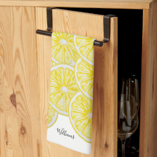 Linge De Cuisine Tranches de citron personnalisées à motif aquarell