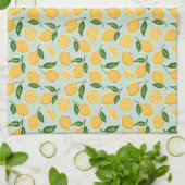 Linge De Cuisine Tranches de citron rétro sur vert menthe (Plié)