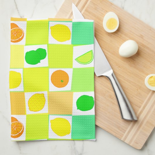 Linge De Cuisine Tranches de fruits d'agrumes citron, lime et orang (Quart Plié)