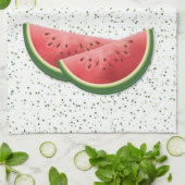 Linge De Cuisine Tranches de fruits d'été de pastèque avec texte pe (Plié)