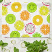 Linge De Cuisine Tranches de fruits tropicaux, agrumes, kiwis et dr (Plié)