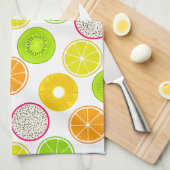 Linge De Cuisine Tranches de fruits tropicaux, agrumes, kiwis et dr (Quart Plié)