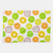 Linge De Cuisine Tranches de fruits tropicaux, agrumes, kiwis et dr (Horizontal)