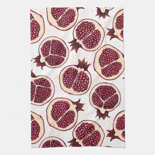 Linge De Cuisine Tranches de grenade sur blanc (Vertical)