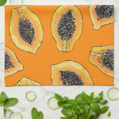 Linge De Cuisine Tranches de Papaya sur orange (Plié)