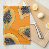 Linge De Cuisine Tranches de Papaya sur orange (Quart Plié)