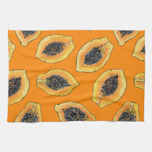 Linge De Cuisine Tranches de Papaya sur orange