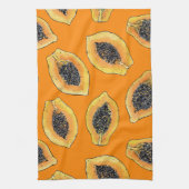 Linge De Cuisine Tranches de Papaya sur orange (Vertical)