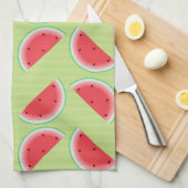 Linge De Cuisine Tranches de pastèque sur le vert (Quart Plié)