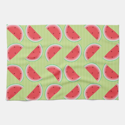 Linge De Cuisine Tranches de pastèque sur le vert (Horizontal)
