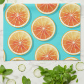 Linge De Cuisine Tranches orange sur bleu (Plié)