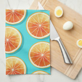 Linge De Cuisine Tranches orange sur bleu (Quart Plié)