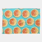 Linge De Cuisine Tranches orange sur bleu (Horizontal)
