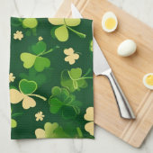 Linge De Cuisine Trèfle de la Saint-Patrick vert et jaune (Quart Plié)