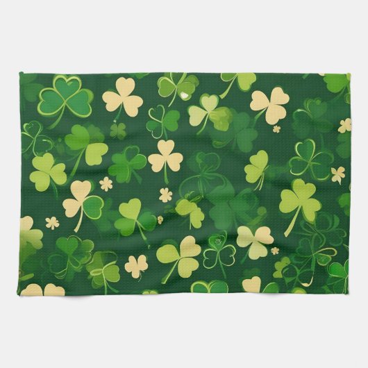 Linge De Cuisine Trèfle de la Saint-Patrick vert et jaune (Horizontal)