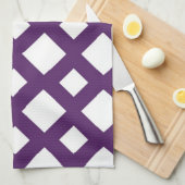 Linge De Cuisine Treillis violet sur fond blanc (Quart Plié)