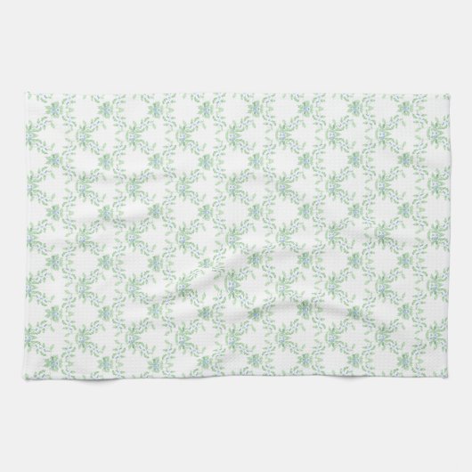 Linge De Cuisine Trellis bleu et vert Holly (Horizontal)