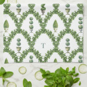 Linge De Cuisine Trellis d'arbre en topiaire monogrammé (Plié)
