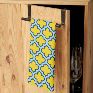 Linge De Cuisine Trellis jaune et bleu bébé, treillis, Quatrefoil