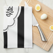 Linge De Cuisine Trendy Black and White Stripes (Quart Plié)
