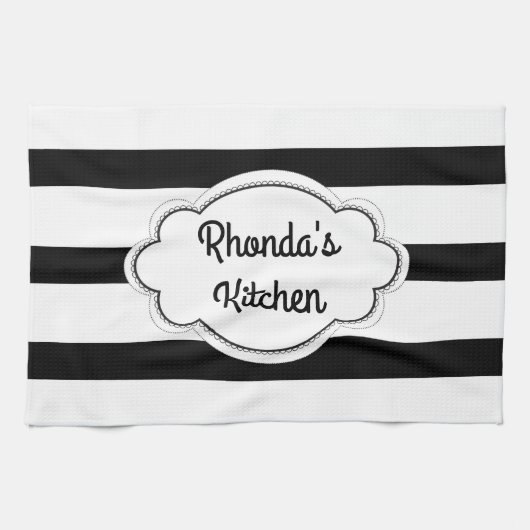 Linge De Cuisine Trendy Black and White Stripes (Horizontal)