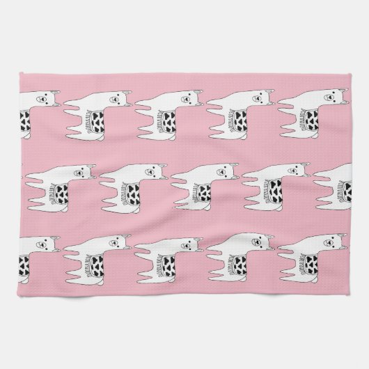 Linge De Cuisine Trendy Cute Llama Croquis & Rose (Horizontal)