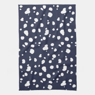 Linge De Cuisine Trendy White Dalmatian Spots & Navy