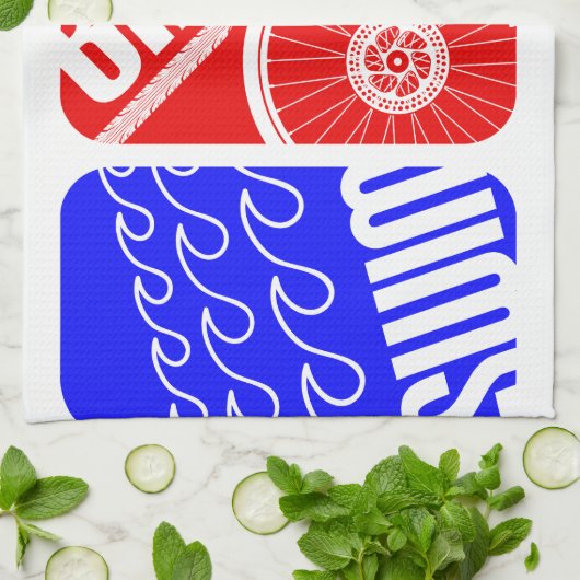 Linge De Cuisine TRI blocs de couleur de triathlon (Plié)