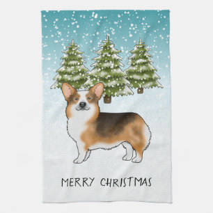 Linge De Cuisine Tri Pembroke Corgi à tête rouge Noël d'hiver