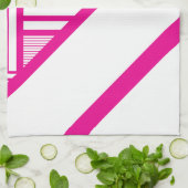 Linge De Cuisine Triangle en Magenta et Blanc (Plié)