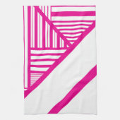 Linge De Cuisine Triangle en Magenta et Blanc (Vertical)