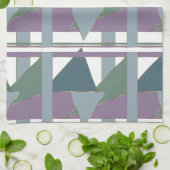 Linge De Cuisine Triangle géométrique Motif bleu violet vert (Plié)