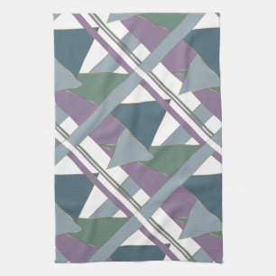 Linge De Cuisine Triangle géométrique Motif bleu violet vert