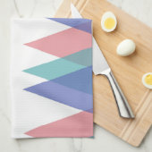 Linge De Cuisine Triangles bleu et corail (Quart Plié)