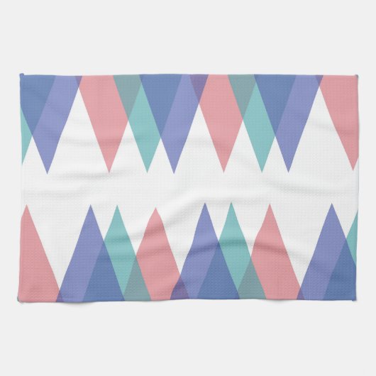 Linge De Cuisine Triangles bleu et corail (Horizontal)