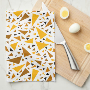 Linge De Cuisine Triangles brun jaune sur arrière - plan rétro blan