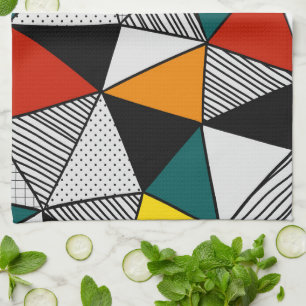 Linge De Cuisine triangles colorés motif géométrique