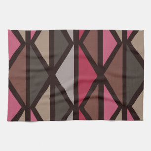 Linge De Cuisine Triangles d'art géométrique rétro Noir Rouge Brown