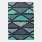 Linge De Cuisine Triangles d'art géométrique rétro Turquoise noir (Vertical)
