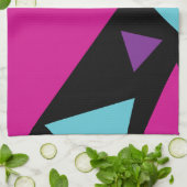 Linge De Cuisine Triangles en rose, violet, bleu et noir (Plié)