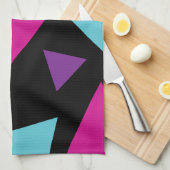 Linge De Cuisine Triangles en rose, violet, bleu et noir (Quart Plié)